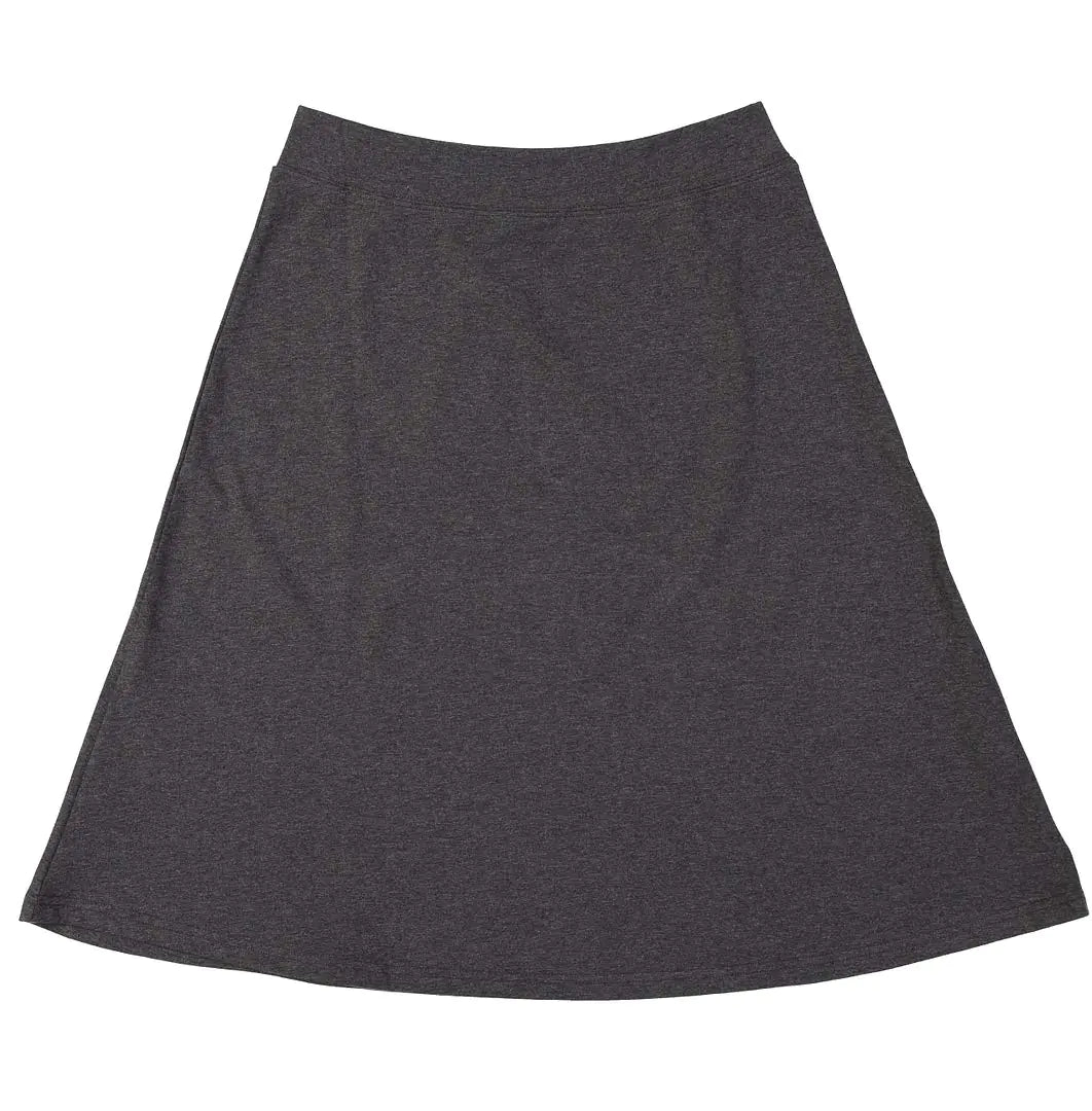 BGDK Cotton A-Line Midi Skirt for Women Knee Length Skirt with Elastic Waist- 95% Cotton Comfortable Fit and Flare Skirt- High Waist Flowy Skirt for Work Office Business Church Dark Heather