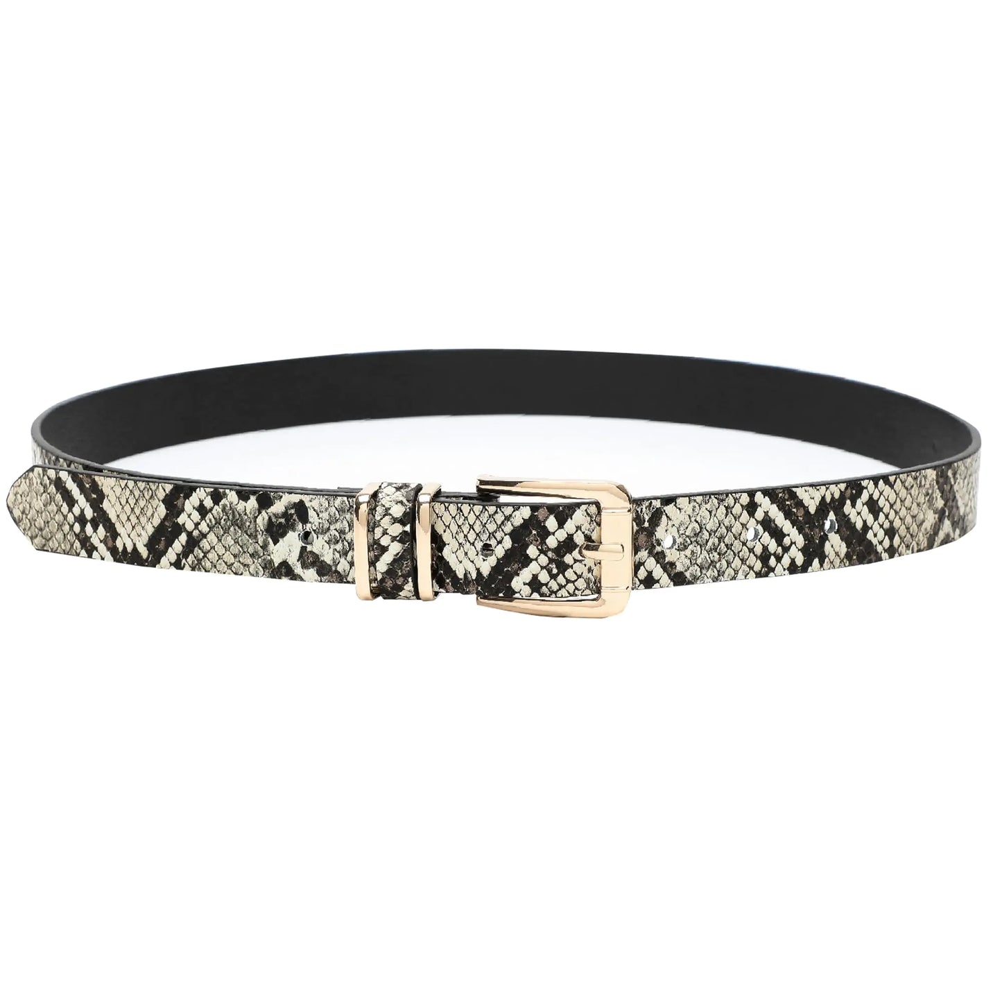 Earnda Womens Skinny Waist Belts for Jeans Dress PU Leather Pin Buckle Thin Belt Snake Medium