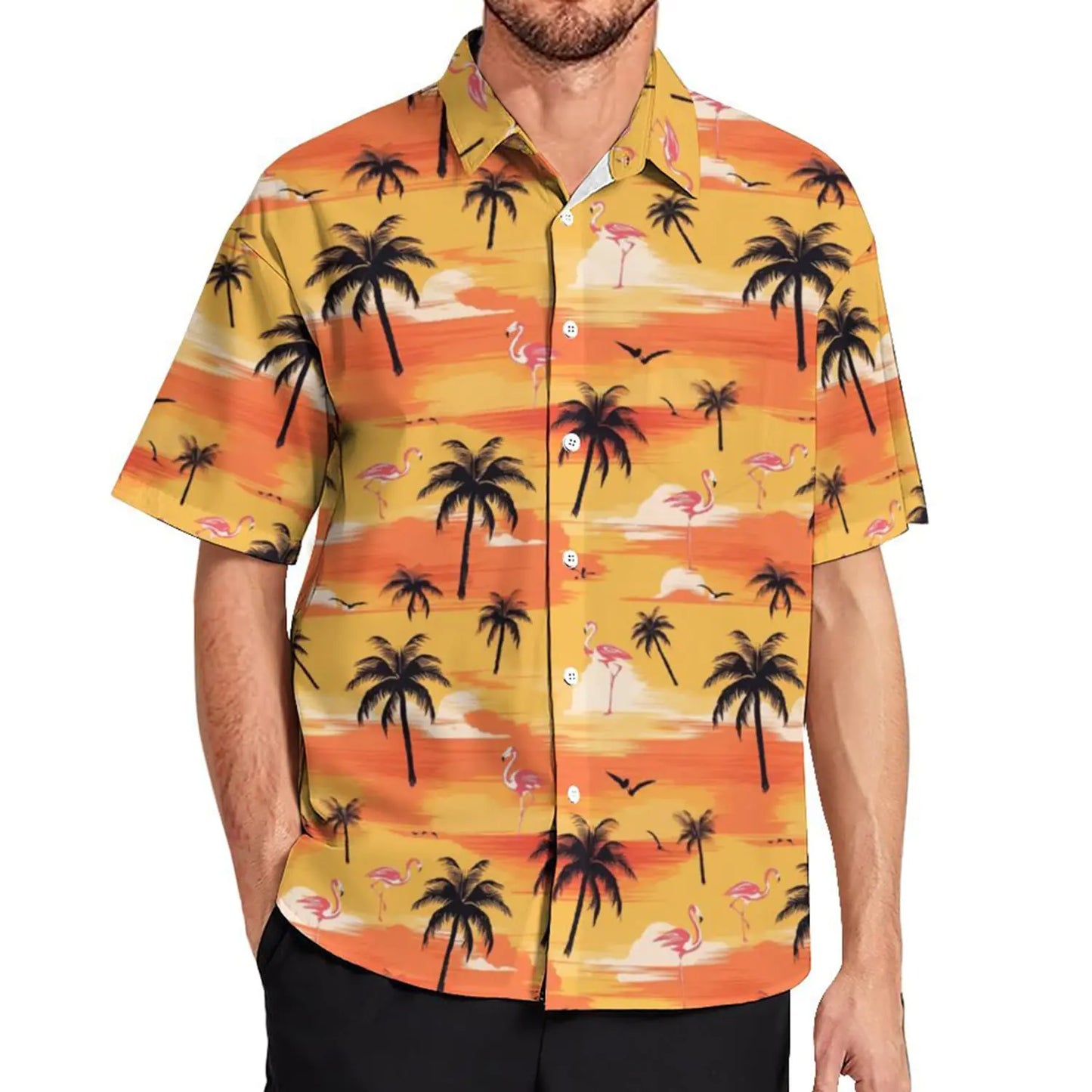 Mens Hawaiian Shirt Funky Button Shirt for Men Summer Tropical Beach Casual Shirt Floral Mens Short Sleeve Shirts