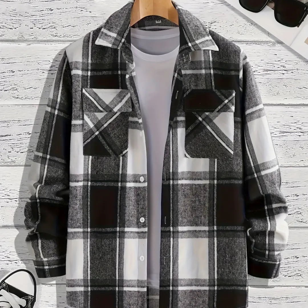 Men's Versatile Casual Plaid Coat Shirt