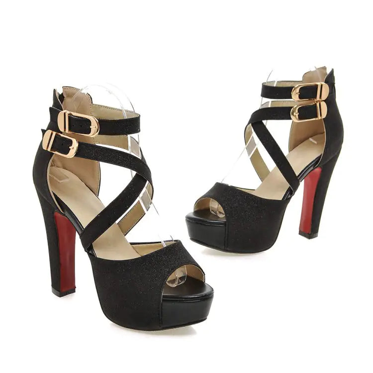 סנדלי עקבים גבוהים פלטפורמה עמידים למים לנשים בקיץ