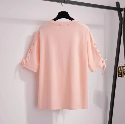 Iron Ring Letter Print BF T-Shirt