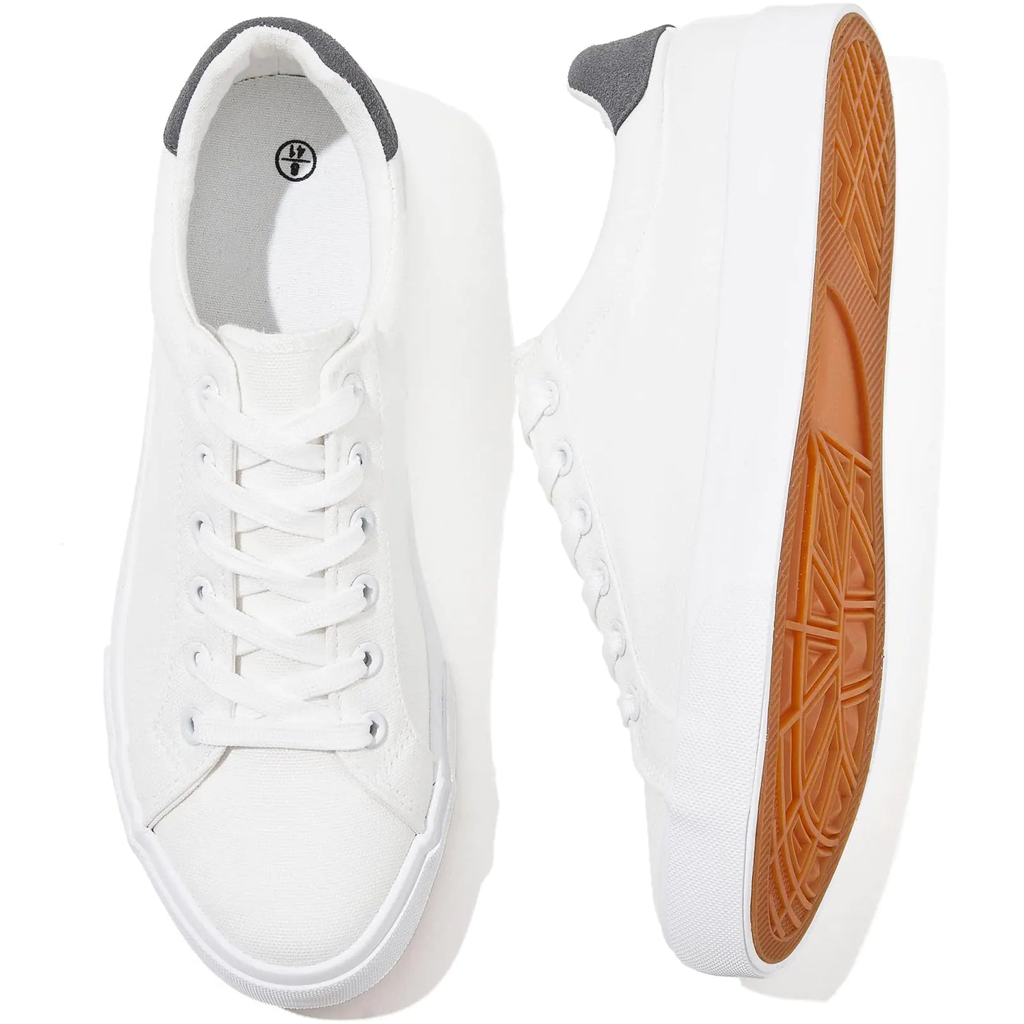 Rominz Mens White Canvas Shoes Fashion Low Top Canvas Sneakers Casual Tennis Shoes Lace-Up Walking Shoes for Men(WhiteUS11)