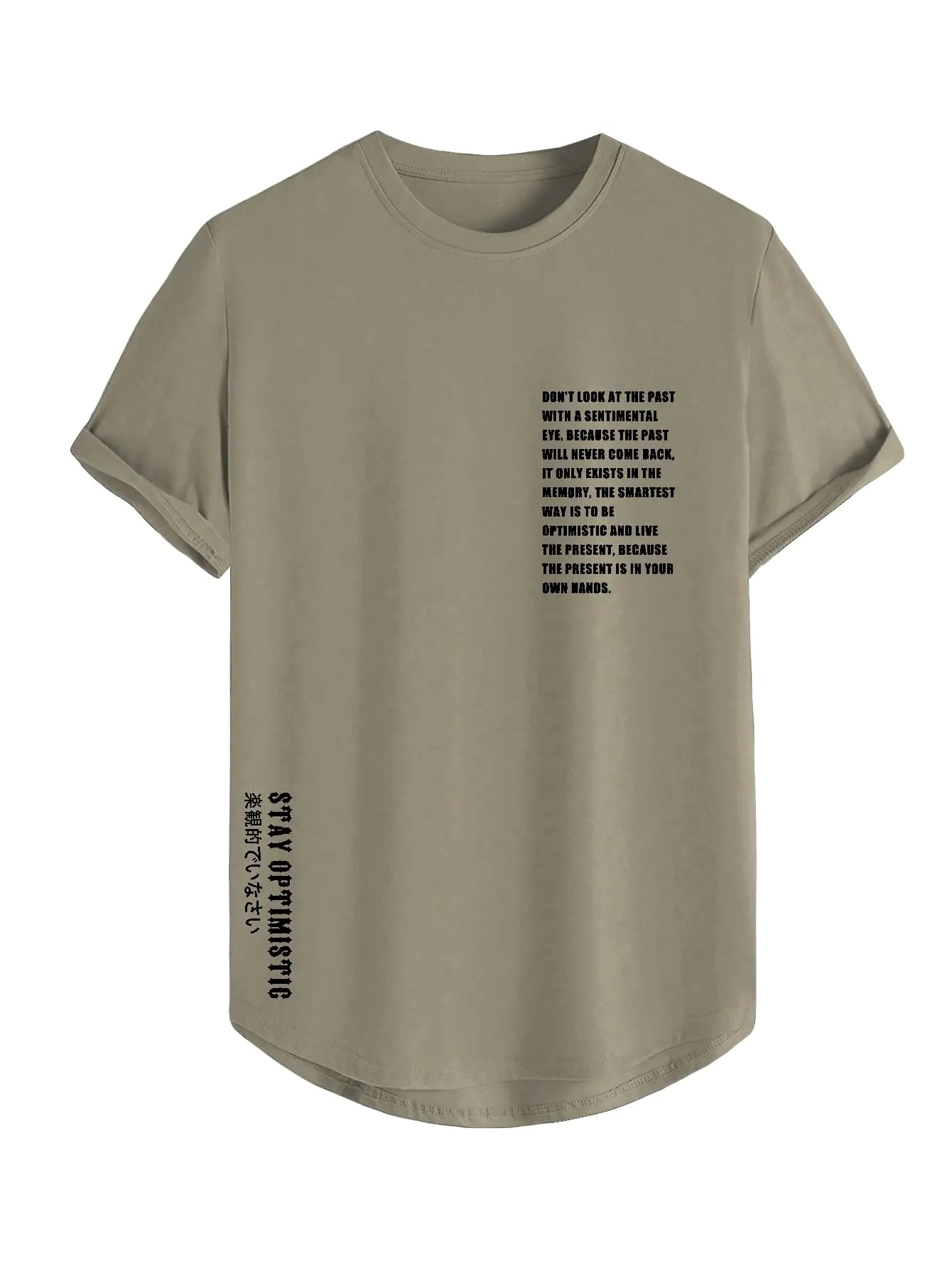 SOLY HUX Mens Graphic Tees Vintage T-Shirts Curved Hem Short Sleeve Crewneck Casual Trendy T Shirts Solid Khaki S