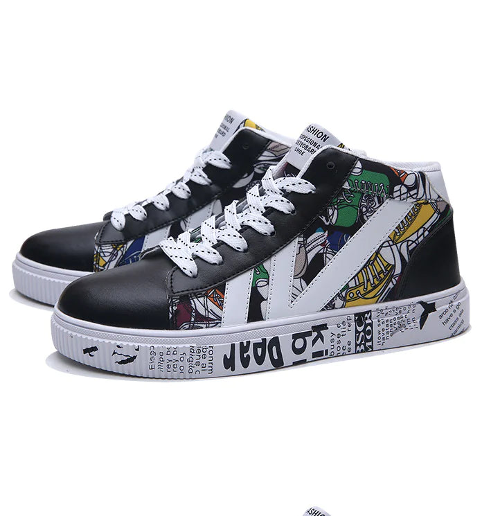 נעלי ספורט גבוהות לגברים - נעלי סקייטבורד אופנתיות