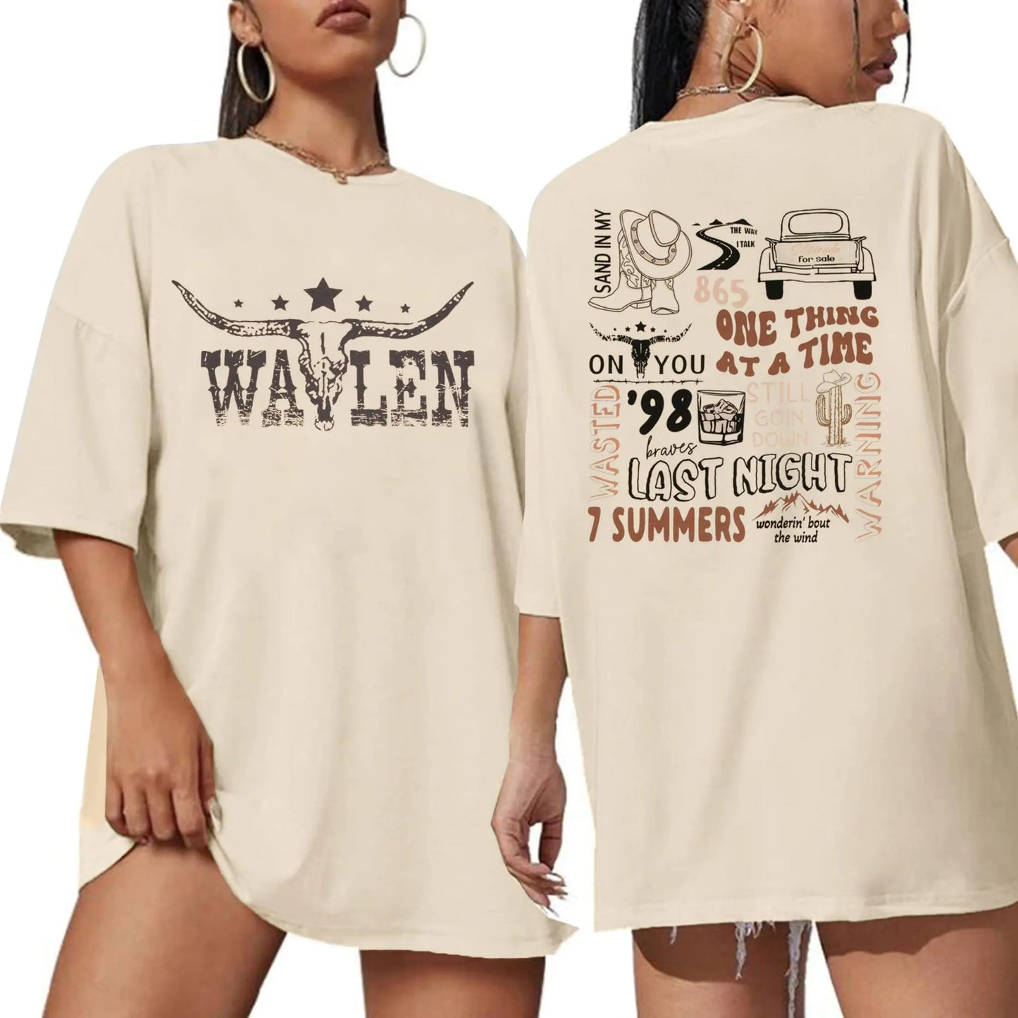 Cow Skull Women Oversized Shirts Country Music Tshirt Western T Shirt Vintage Music Lover Gift Rodeo Cowboy Graphic Tee