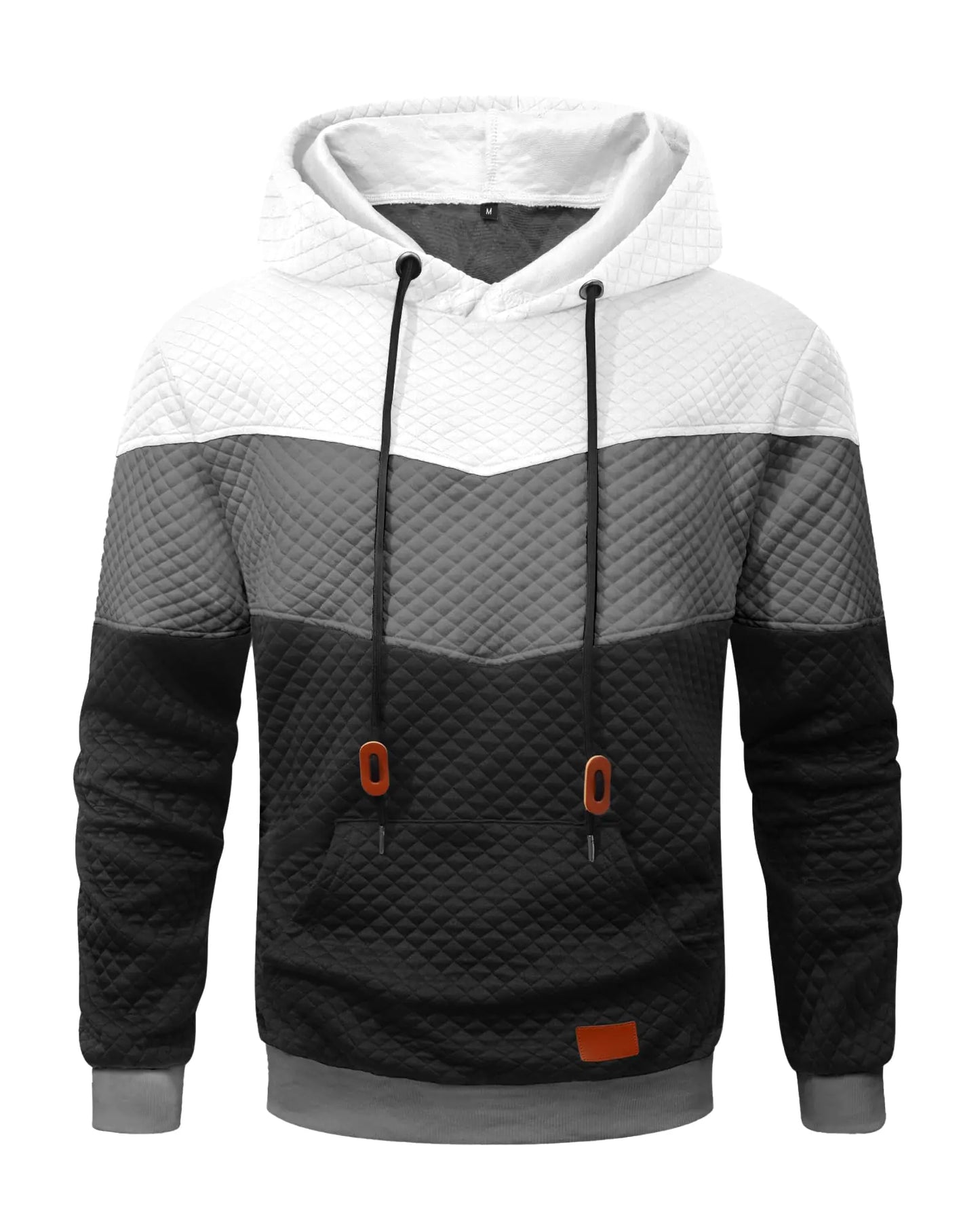 INDANSMER Mens Hoodies Sweatshirt with Kangaroo Pocket Novelty Color Block Pullover Hoodies Casual Long Sleeve Hooded Drawstring Sweatshirts Black