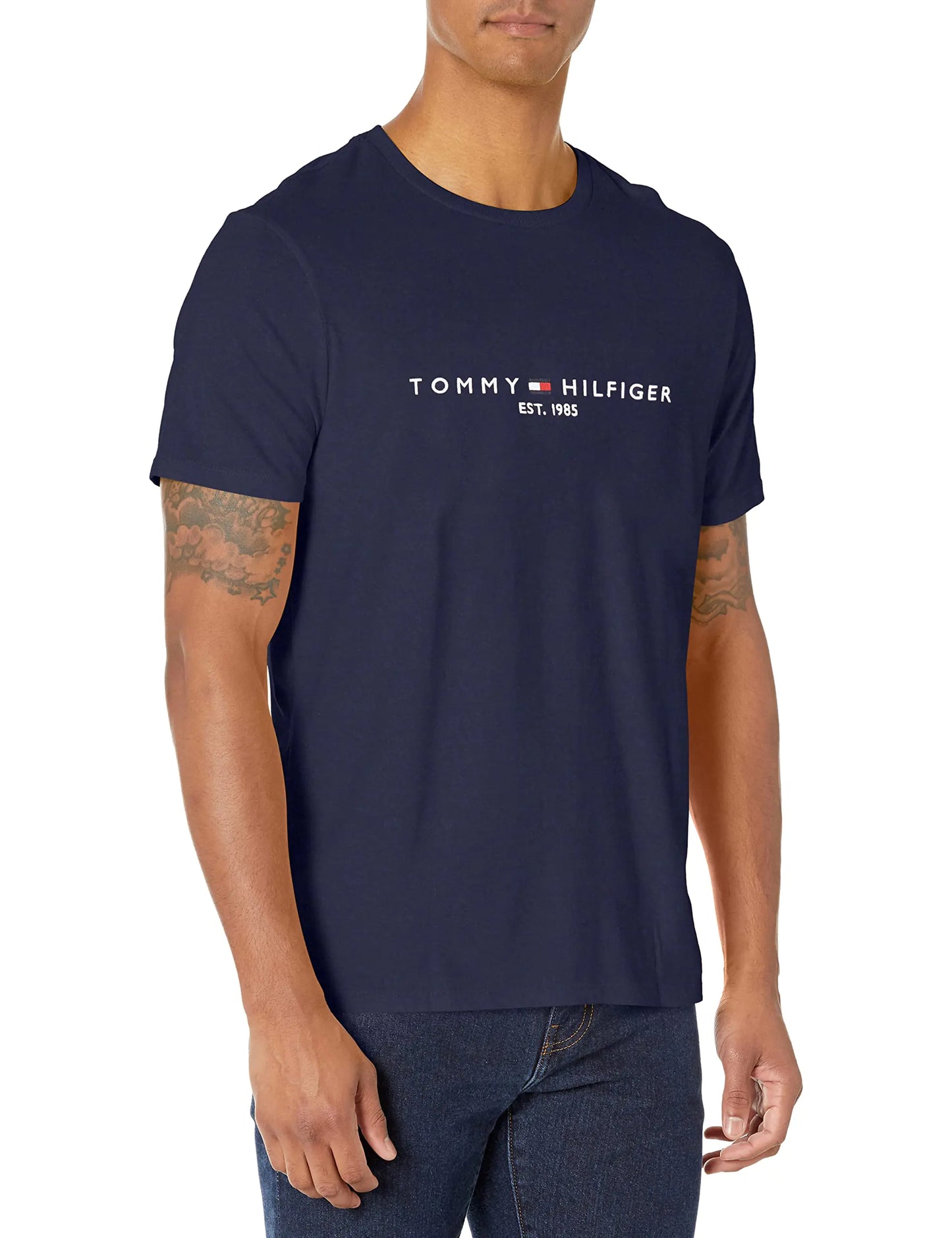 Tommy Hilfiger Mens New Line Crewneck T-Shirt (Medium Navy (1985))