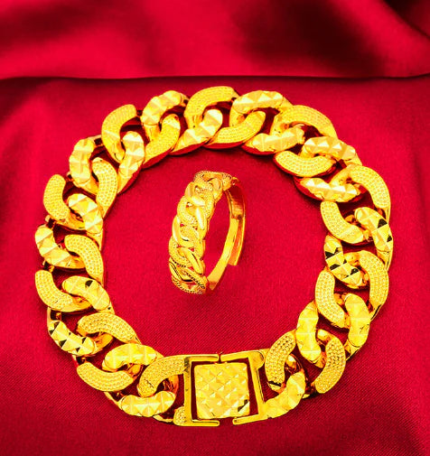 Men's Imitation Gold Plated Placer Gold Bracelet