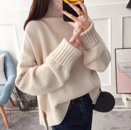 Women's Chunky Knit Cashmere Sweater - Autumn Winter