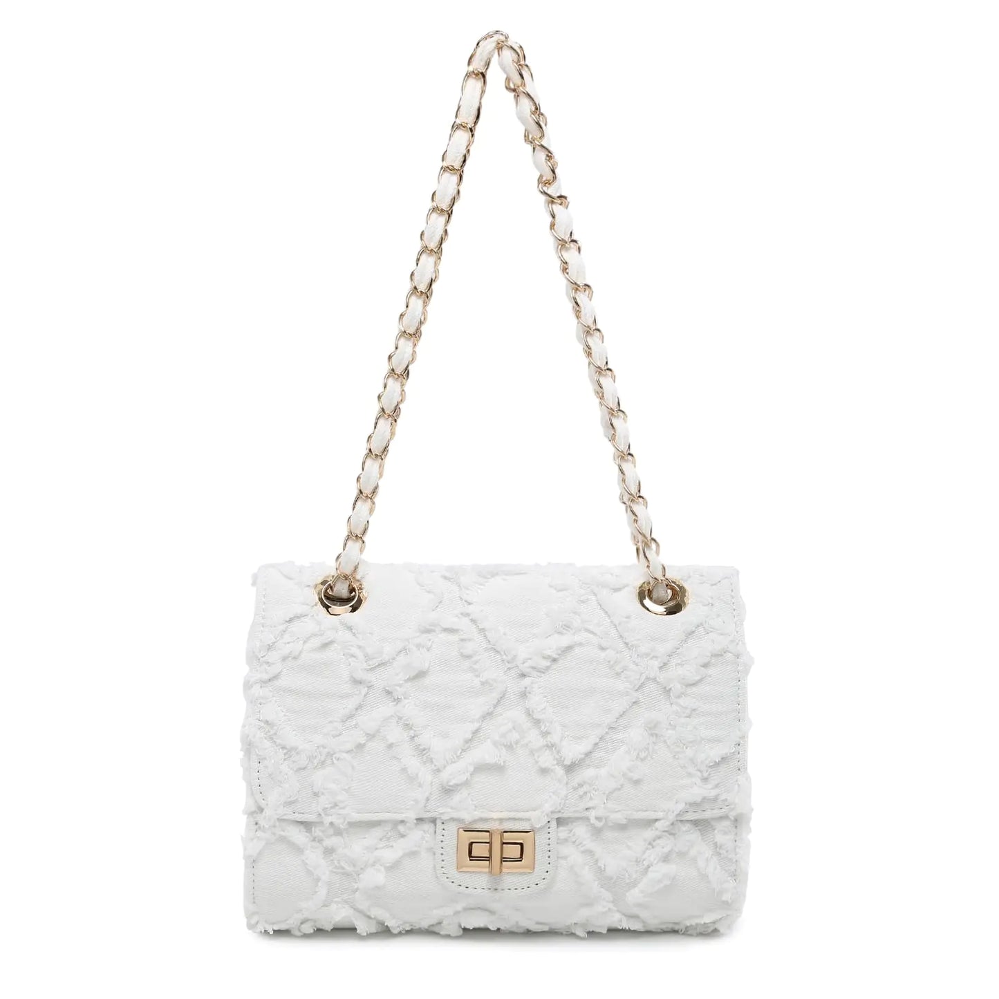 MKP נשים תיקי כתף קטנים מרופד צלב גוף בסגנון ג'ינס ג'ינס ארנק ערב קלאץ' תיק עם שרשרת רצועה