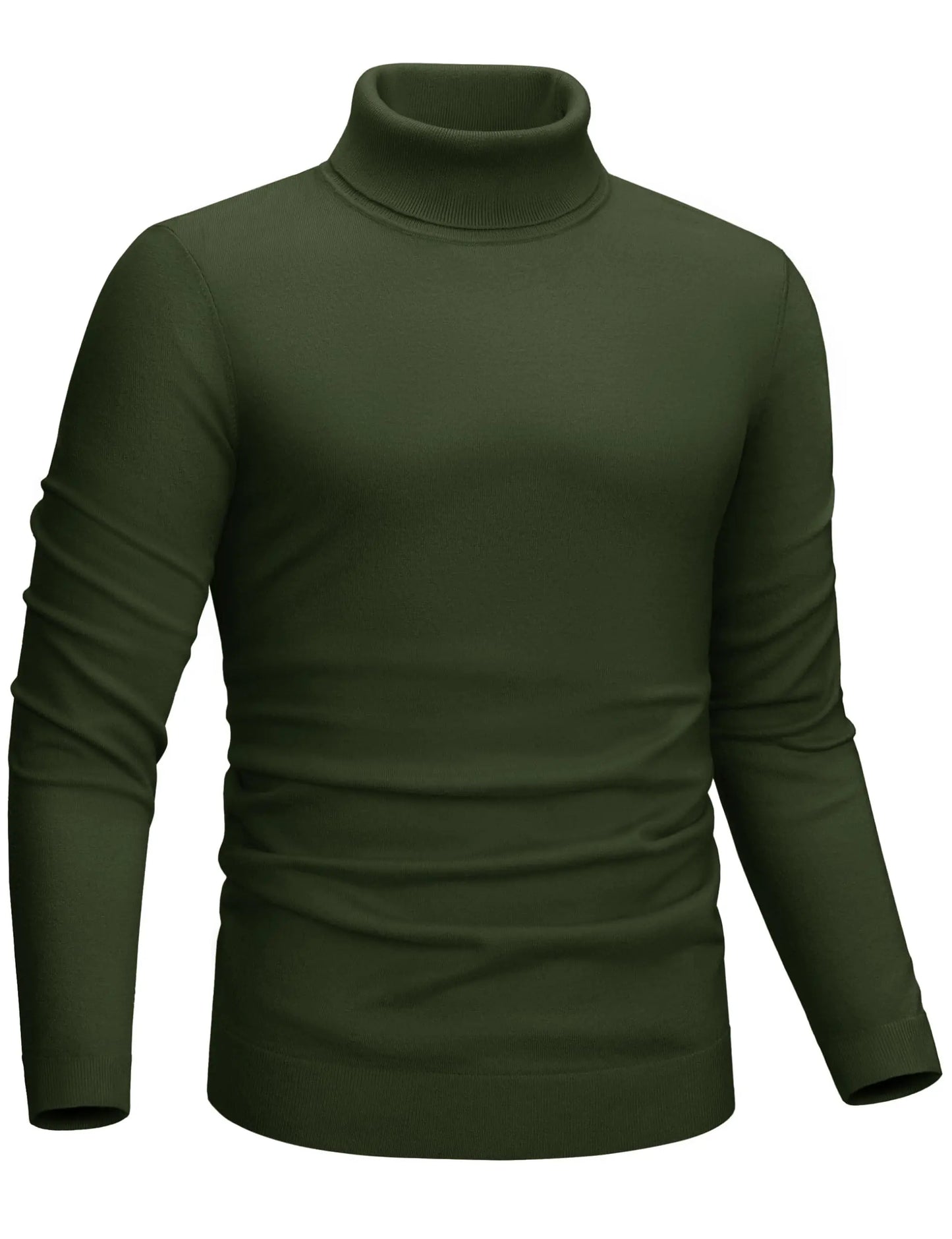 CRYSULLY Mens Turtleneck Sweater Long Sleeve Sweater Pullover Lightweight Knitted Thermal Sweater for Fall Winter Army Green XL