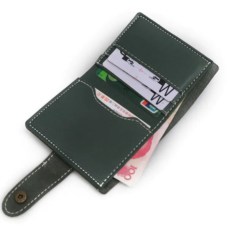 Button Closure Two-Fold and Three-Fold Card Wallets