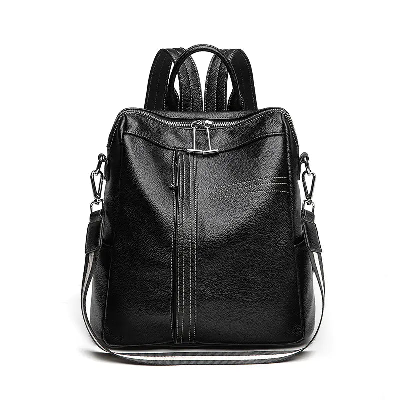Stylish Women's Soft Leather Backpack - Large Capacity