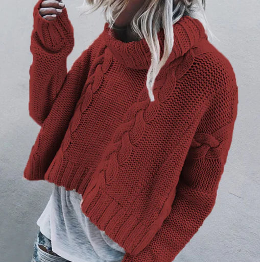 Loose Fit High Neck Knit Sweater for Women