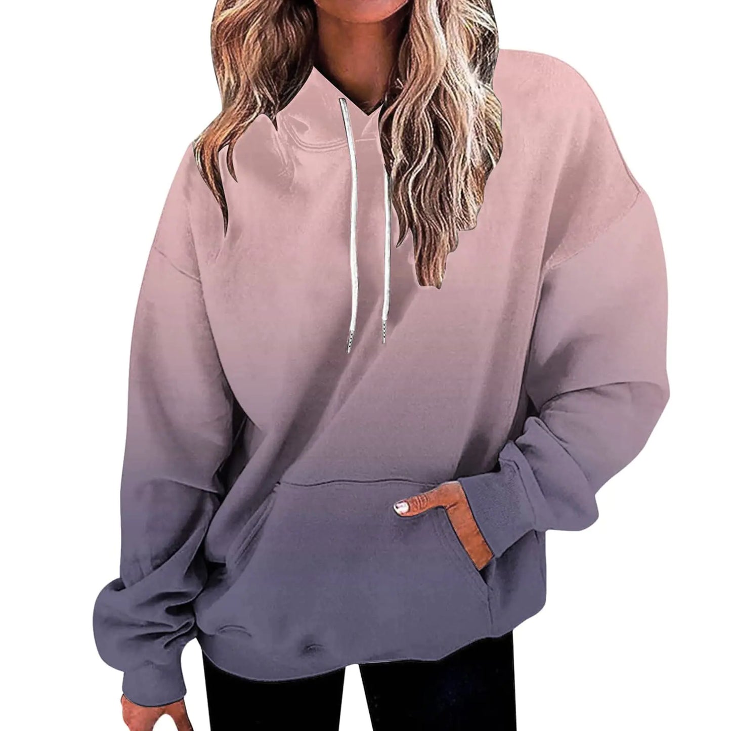 cool hoodies your+orders Oversized Hoodies for Women Y2K Gradient Print Oversized Sweatshirt Casual Drawstring Hooded Pullover with Pocket clearance items under 5 dollars amazon online shopping C-2 S
