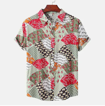 Patchwork Print Men's 3D Casual Shirt (Single Piece)