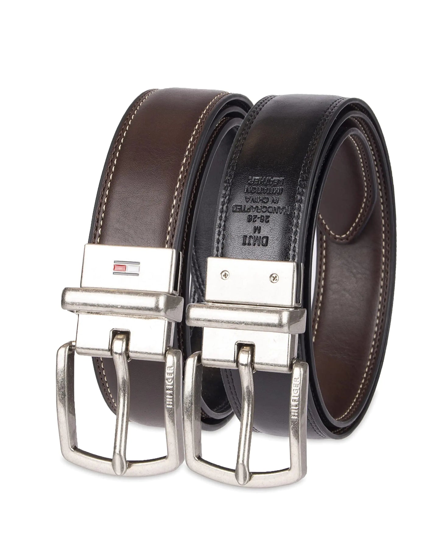 Tommy Hilfiger Boys Reversible Dress Belt Brown/Black Logo Large