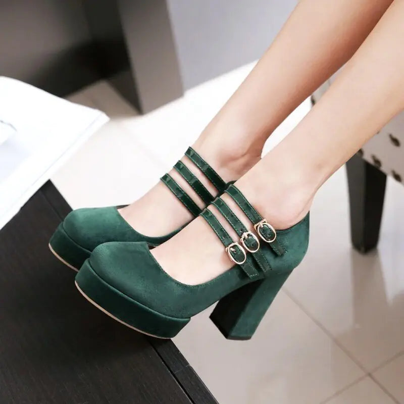 Elegant Suede High Heels with Platform - F305