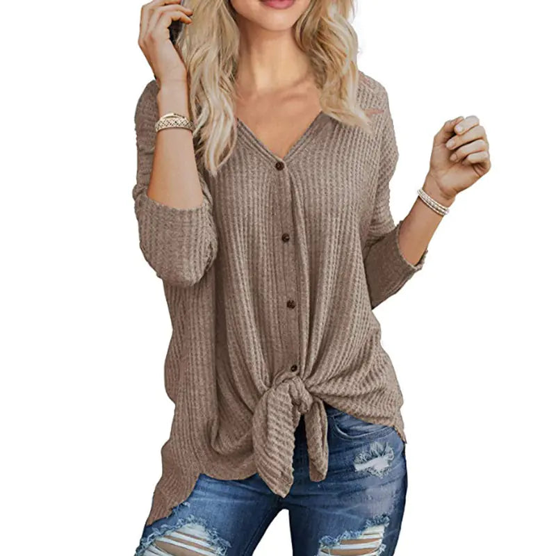 Irregular Long Sleeve Cardigan T-Shirt Blouse