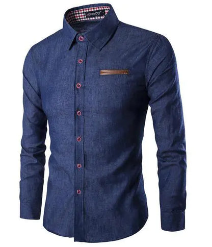Men's Cotton Casual Washable Long Sleeve Denim Shirt