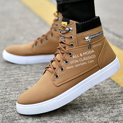 Men's High-Top Canvas Shoes - Stylish Casual Sneakers