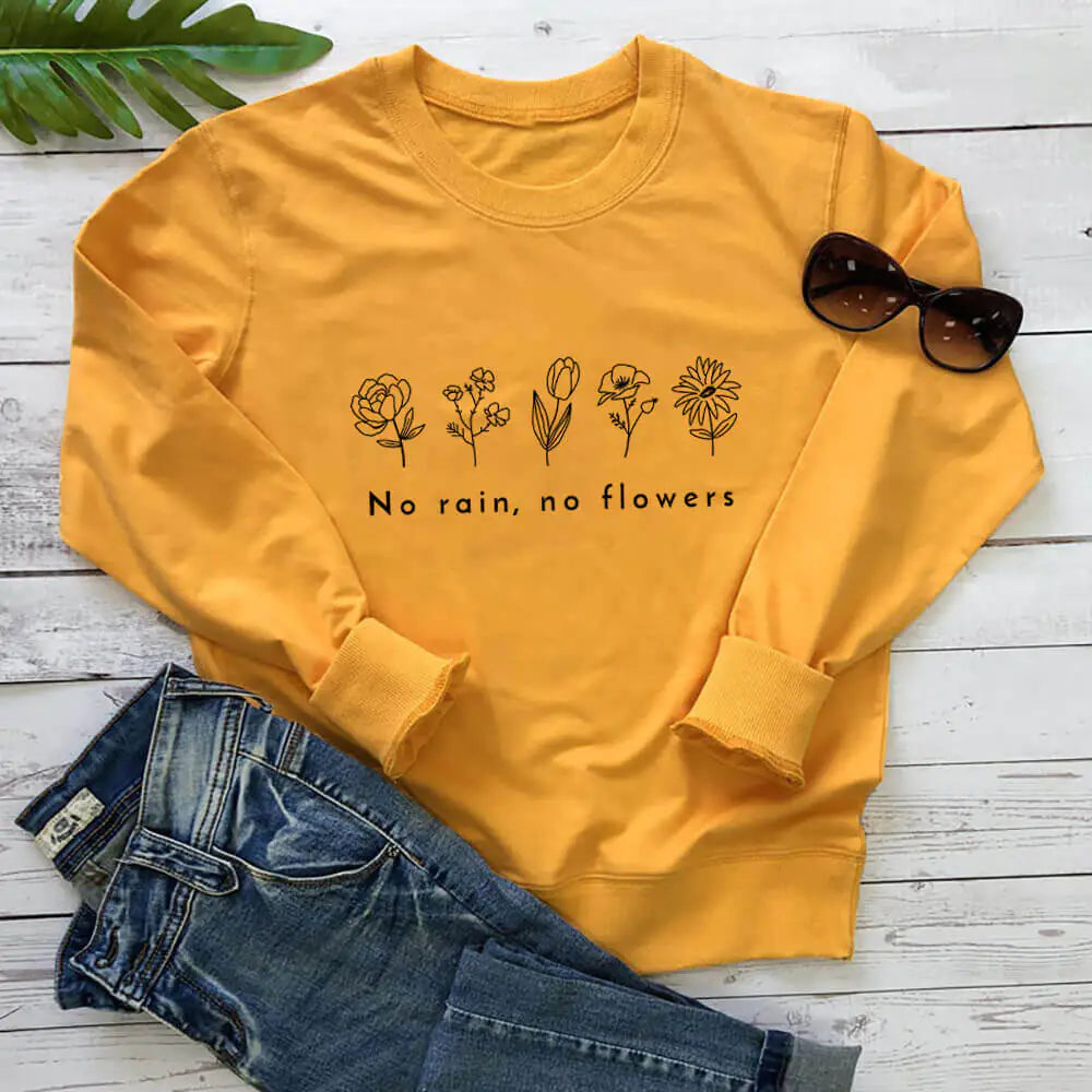 Floral Print Round Neck Long Sleeve Sweatshirt
