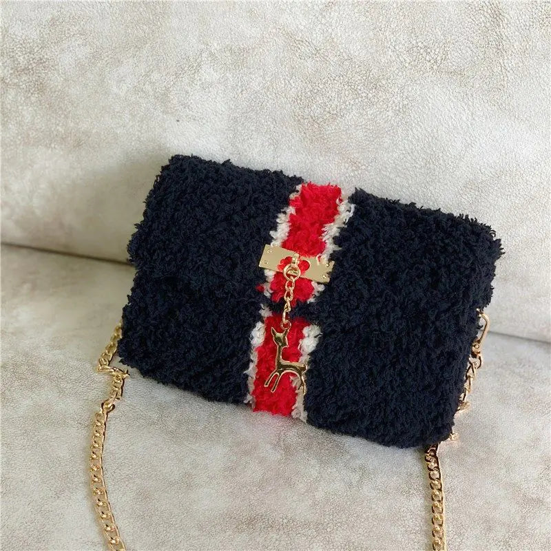 Hand-Woven Fleece Lined Plush One-Shoulder Bag