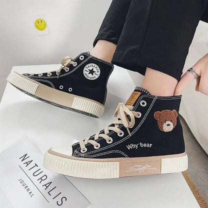 "Ins Style High-Top Canvas Shoes for Women - New Arrival"