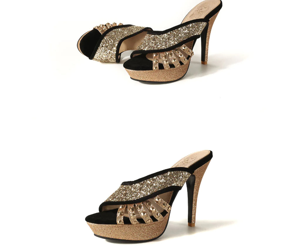 Slippers, High Heels, Rivet Sequins Collection