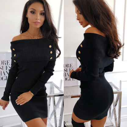 Knit Bodycon Dress, Off-Shoulder Knit Dress