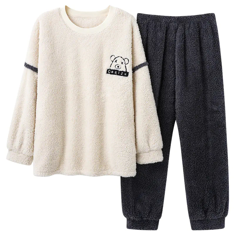 Men's Coral Velvet Thermal Pullover Pajamas