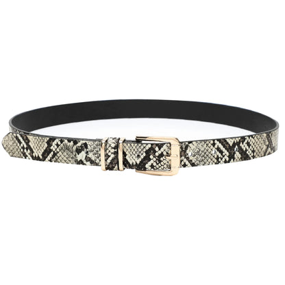 Earnda Womens Skinny Waist Belts for Jeans Dress PU Leather Pin Buckle Thin Belt Snake Medium