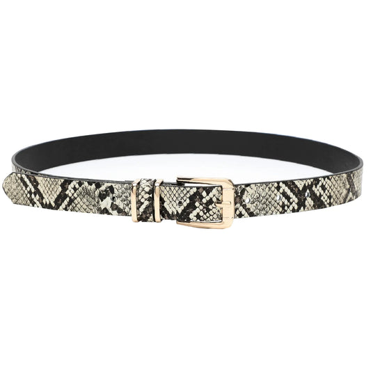 Earnda Womens Skinny Waist Belts for Jeans Dress PU Leather Pin Buckle Thin Belt Snake Medium