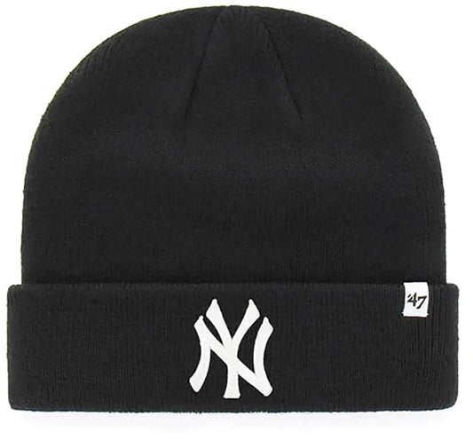 47 New York Yankees Black Beanie Hat - MLB NY Cuffed Winter Knit Cap