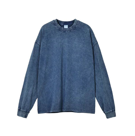 Ribbed Sleeve Solid Blank T-Shirt