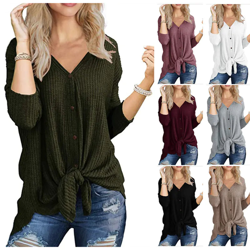 Irregular Long Sleeve Cardigan T-Shirt Blouse