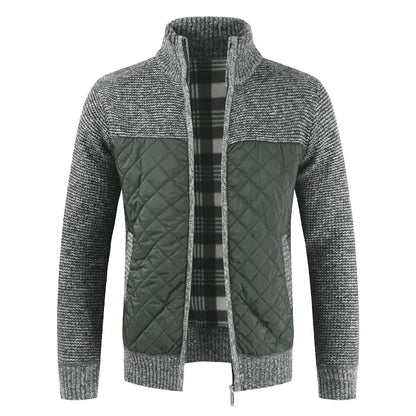 Thickened Knit Cardigan with Zipper and Stand Collar