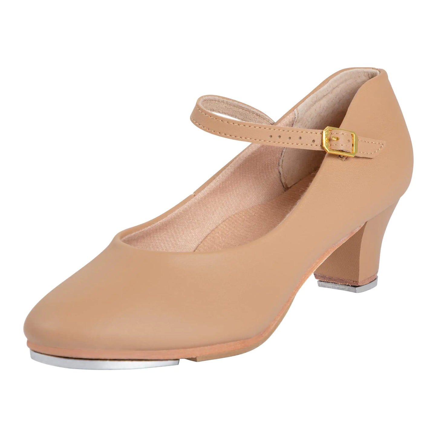 Linodes PU Leather Ankle Strap Character Tap Shoe 1.55 Dance Shoes for Women-Brown-9.5M