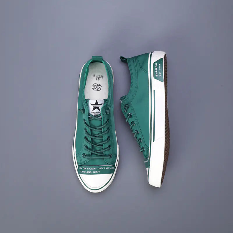 Men's Casual Lace-Up Flat Canvas Shoes - Trendy Style