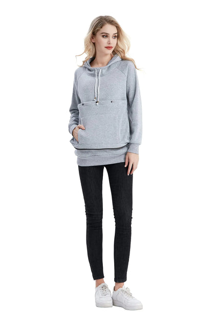LINYUCHEN Cat Dog Carrier Hoodies – Puppy Kitten Carrying Sweatshirt Large Pet Pocket Pullover Top – Unisex Kangaroo Hoodies Light Grey