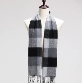 Men's Cashmere Scarf - Thick Plaid for Autumn/Winter
