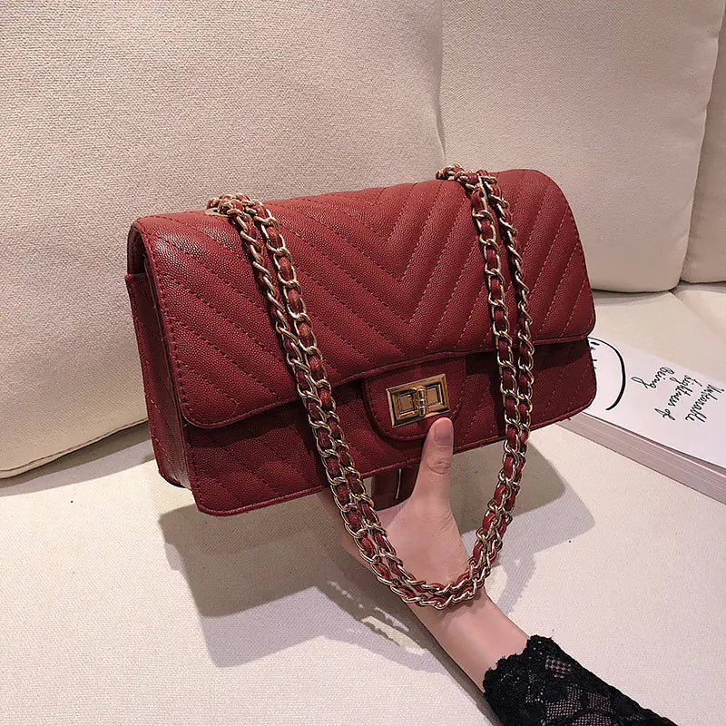Chanel Style V-Pattern Shoulder Chain Bag
