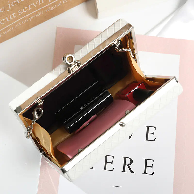 Evening Box Clutch Purse with Chain for Women