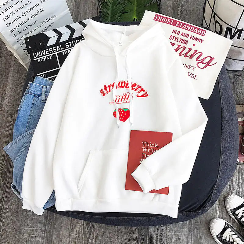 Harajuku Strawberry Milk Graphic Sweatshirt