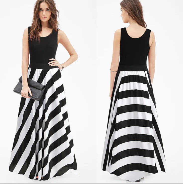 Striped Long Dress, Maxi Skirt, and Dress