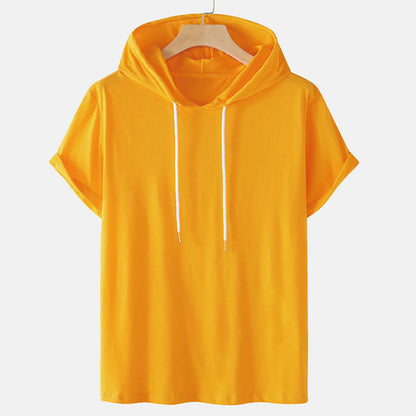 Plus Size Men's Hooded T-Shirts with Drawstring (Summer)