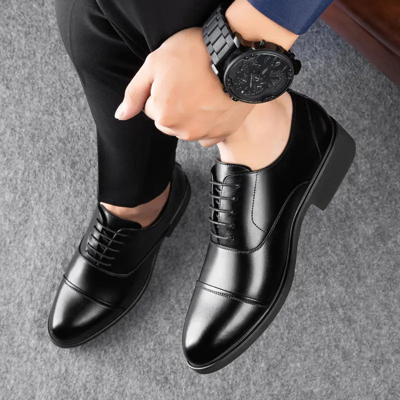 Men's Leather Dress Shoes with Height Increase (UK Style)