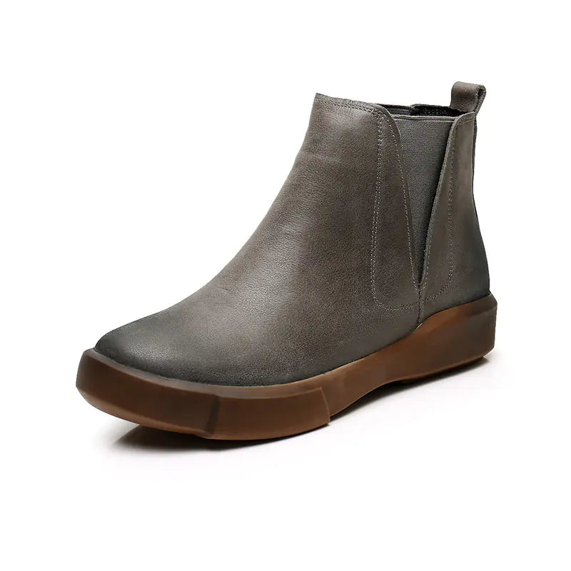 Retro Large Size Women's Beef Tendon Sole Short Boots