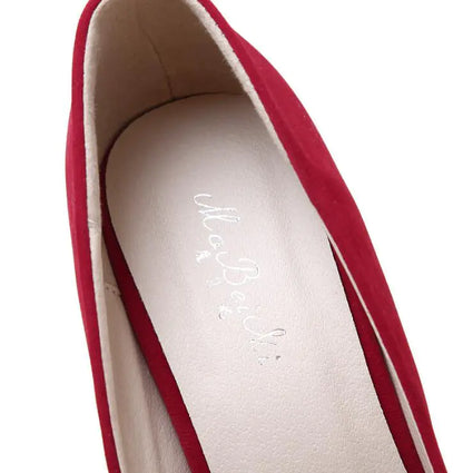 New Women's High Heel Suede Pumps - Black Nightclub Shoes